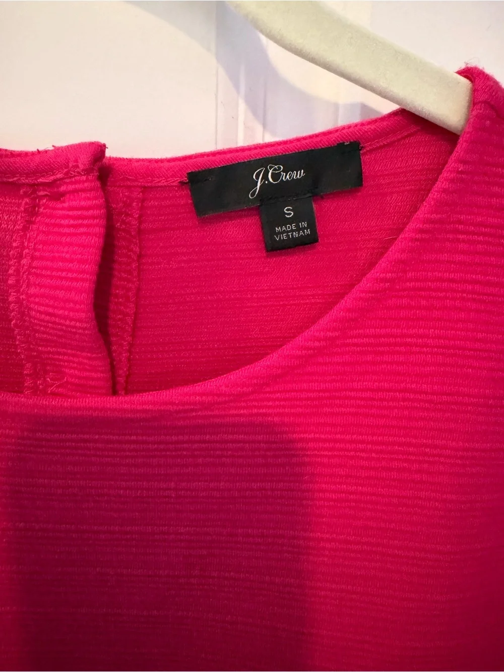 J. Crew Women’s Bright Pink Ribbed Tiered Bell-Sleeve Top